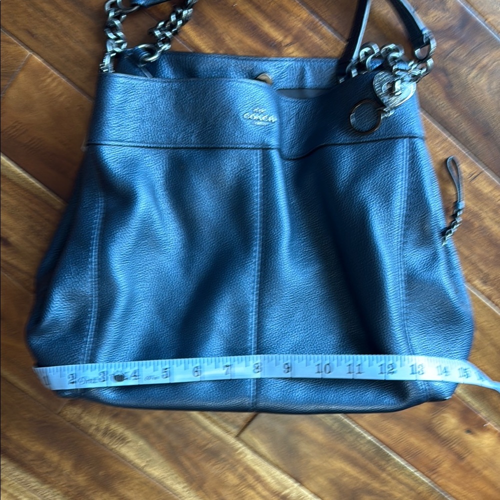 Coach Blue (metallic) Leather Shoulder Bag with Braided Handles - Picture 4 of 11